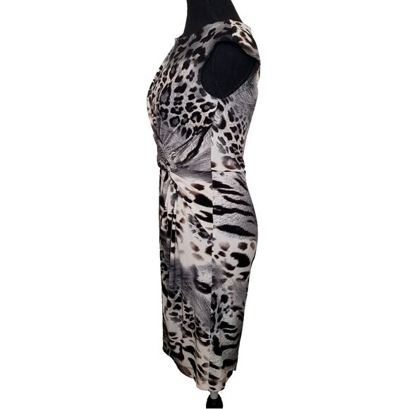 Laudrew Woman's Career Casual Party Animal Print Sheath Dress Twisted Waist Sz 2 - Picture 5 of 10